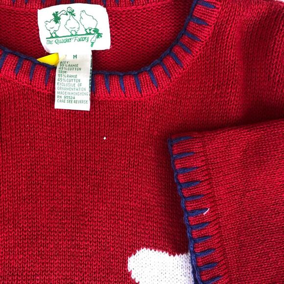 Quacker Factory Lighthouse Red Knit Sweater Sailboat Short Sleeve Women Medium - Picture 9 of 16